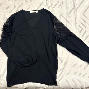 Black Lace Sleeve Women's Top